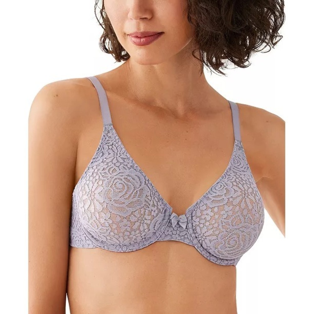 NWT $62 Wacoal [ 34C US/UK ]‎ Halo Unlined Underwire Bra Purple Grey #7162
